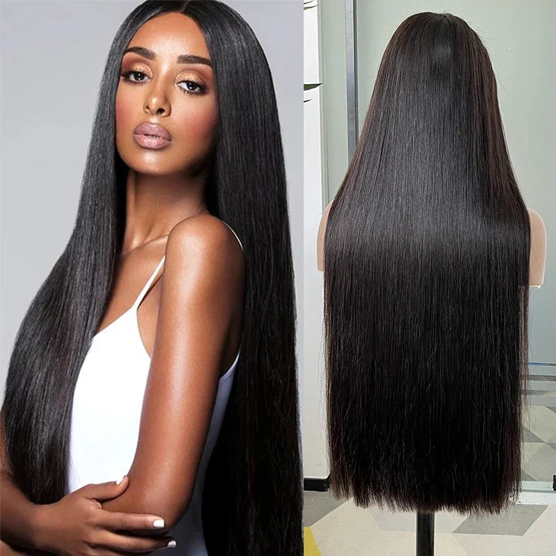 250% Density HD Lace Frontal Wig | Super Double Drawn Straight Virgin Human Hair | Natural Black Luxegan