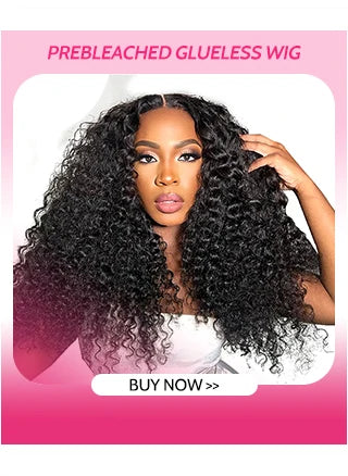 ISEE Hair 9X6  Burmese Curly Glueless Wigs Natural Black Pre Bleached Human Hair  Wig M-Cap Wear Can Go Wig Pre Cut Lace The Hair Plug
