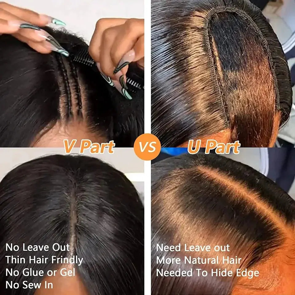 16-34Inch Kinky Straight U Part Wig Glueless Wig Human Hair Ready To Wear Remy Human Hair Wigs V Part Wig No Lace Wigs For Women Baierte Hair Wholesale Supply Store