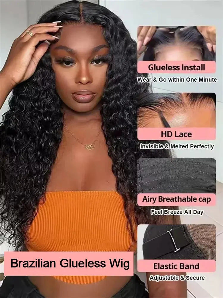 30 40 Inch Water Wave Glueless Wigs Human Hair Curly 13x6 13x4 HD Frontal Wigs 300% Deep Wave Wigs Wear Go 7x5 HD Lace Wig Sale StellarWig Store