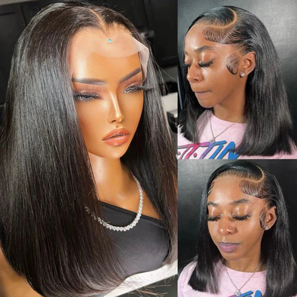 10-16 inch Short Straight Bob Wig | Brazilian Remy Human Hair | 13x4 Lace Frontal | Natural Looking | Ready to Wear Luxegan