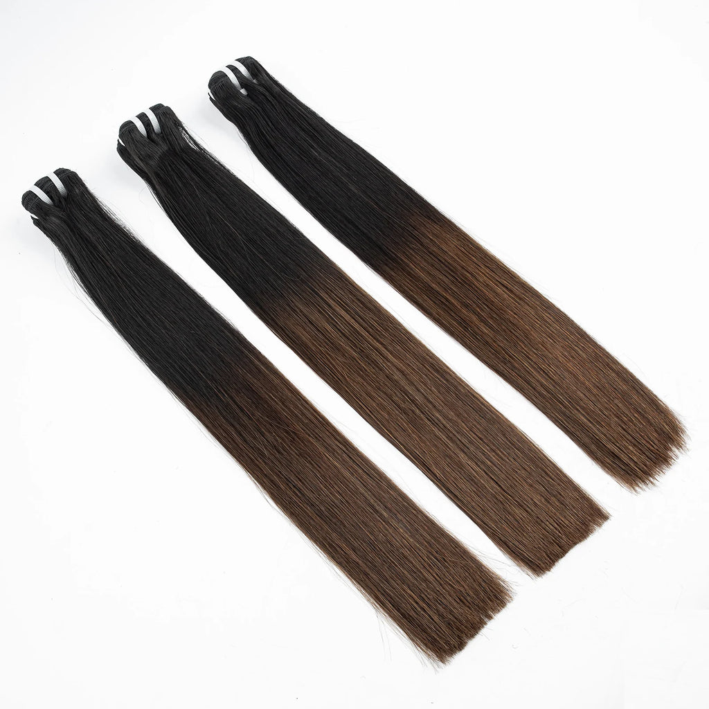 16A Raw Human Hair Bundles Bone Straight Double Drawn Unprocessed Virgin Vietnamese Hair Bundle Extensions Ombre Natural Color The Hair Plug