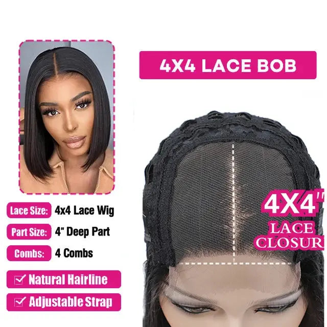 Short Bob Wig Straight 13x4 Lace Front Wig Human Hair Wigs Pre Plucked Front Wig Brazilian Lace Wigs DQ THE LUXURY INTEGRATION Official Store