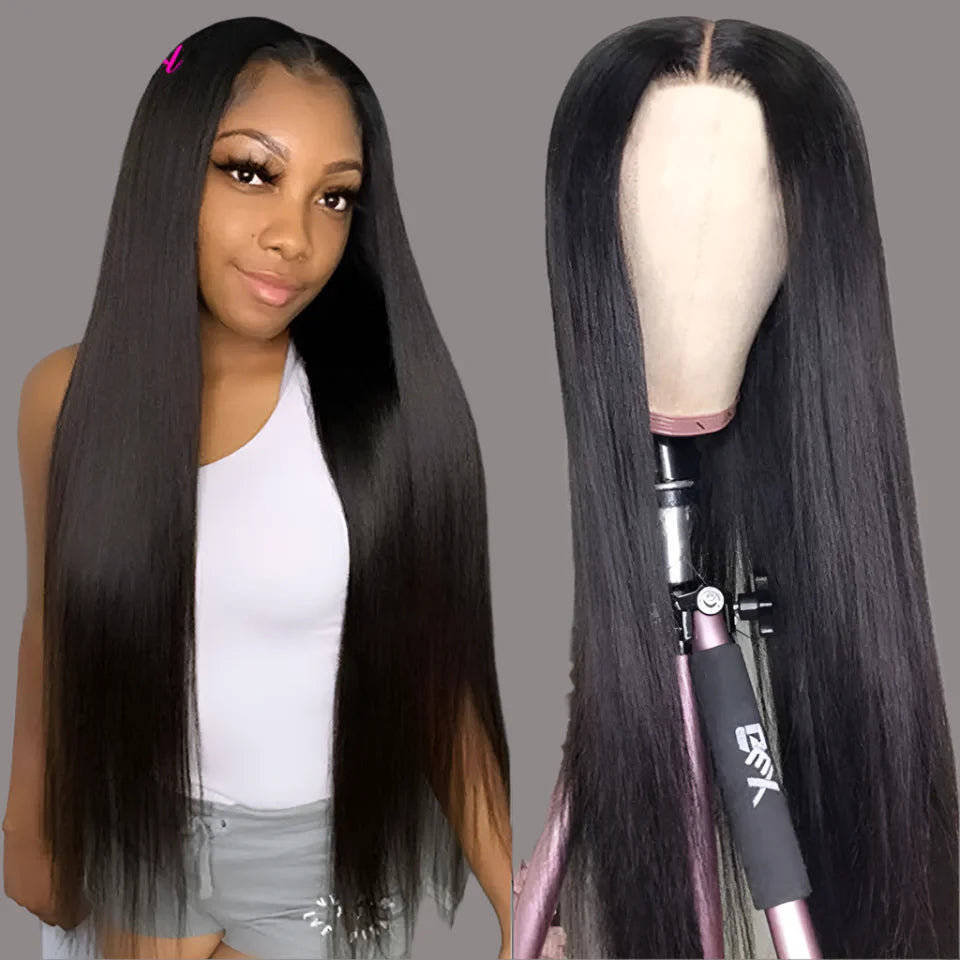 13x6 Lace Frontal Human Hair Wig | Straight Brazilian Remy Hair | Natural Black | 150%/180% Density | Pre-Plucked Luxegan