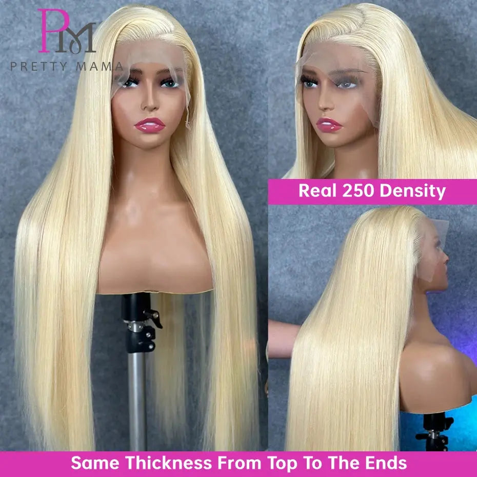 200 Density 360 Lace Front Wig Human Hair Brazilian Straight 613 Honey Blonde Wig Human Hair 13x6 13x4 Lace Frontal Wigs 38 Inch PRETTY MAMA Official Store