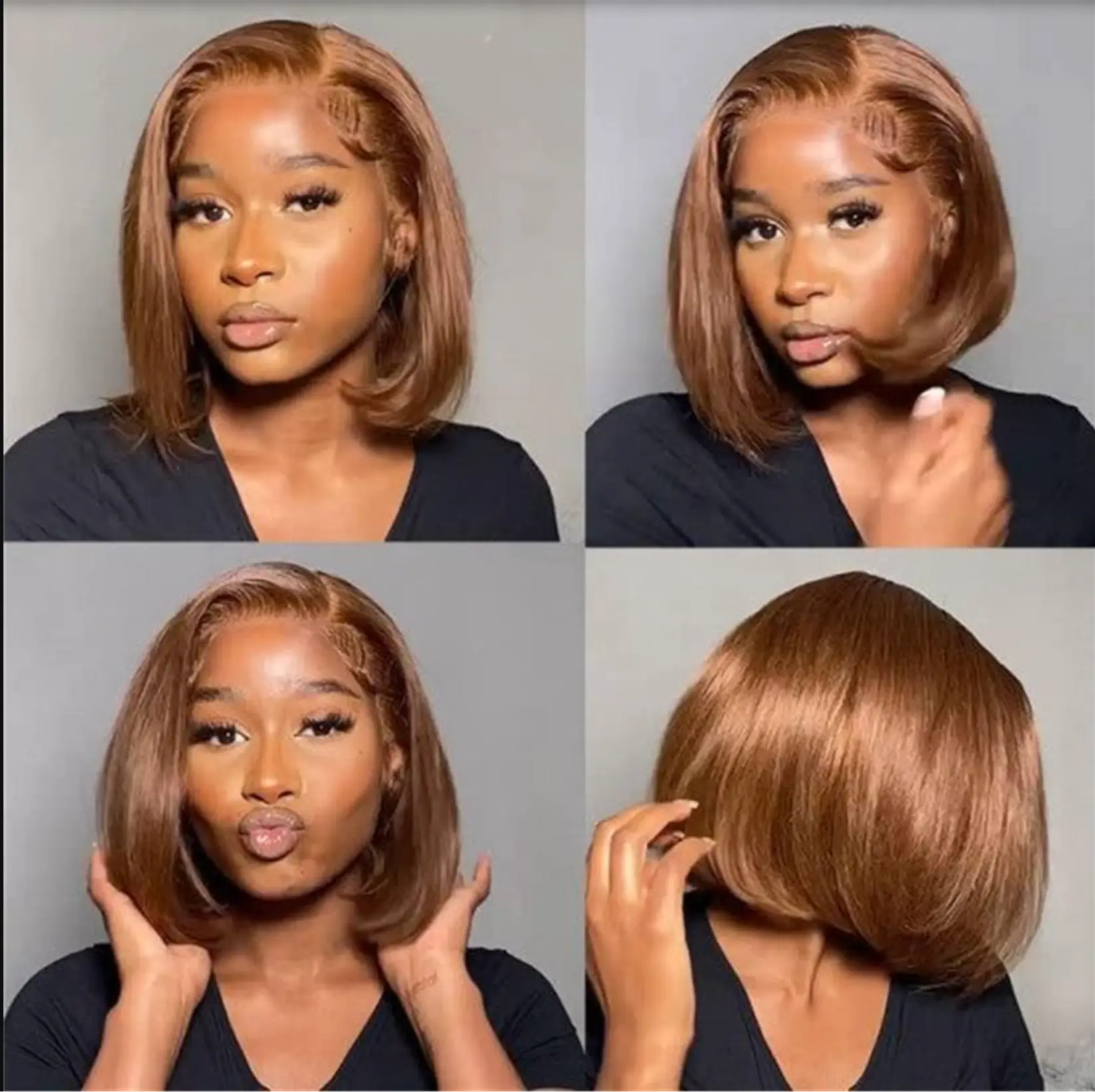 #4 Chocolate Brown Bob Wig | Glueless | Ready To Wear | Brazilian Hair | Human Hair | Straight | Invisible | Closure Wigs For Women Luxegan