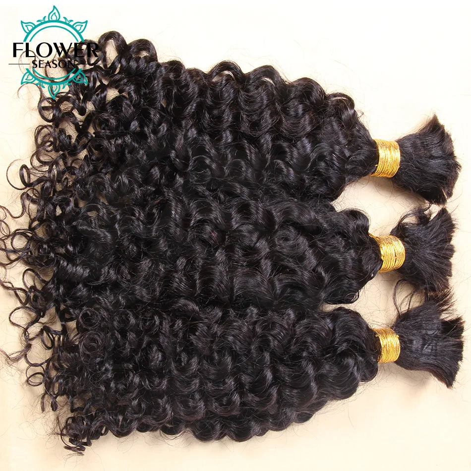 Bulk Human Hair For Braiding Wholesale Burmese Boho Braids Human Hair Extensions No Weft Double Drawn Curly Hair Bulk 3Bundles The Hair Plug