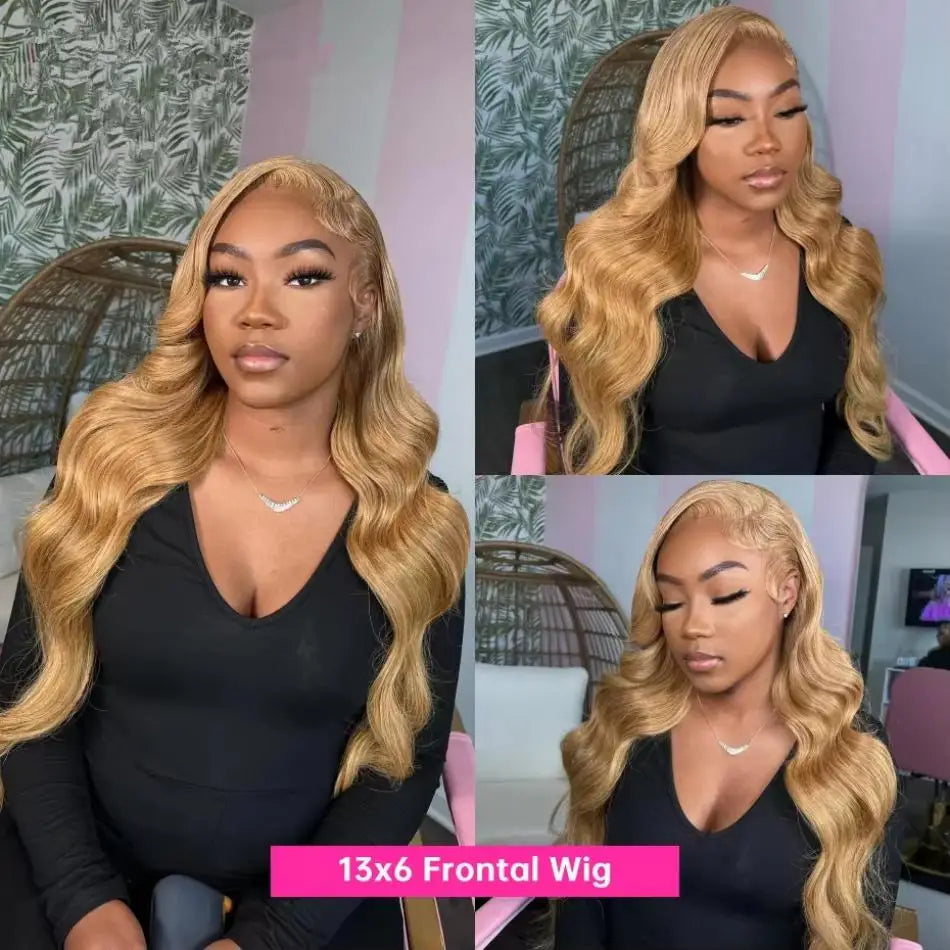 Honey Blonde Human Hair Wig Body Wave 13X4 Lace Front Colored #27 Wigs 13X6 Lace Frontal For Women Preplucked Brazilian Wig The Hair Plug