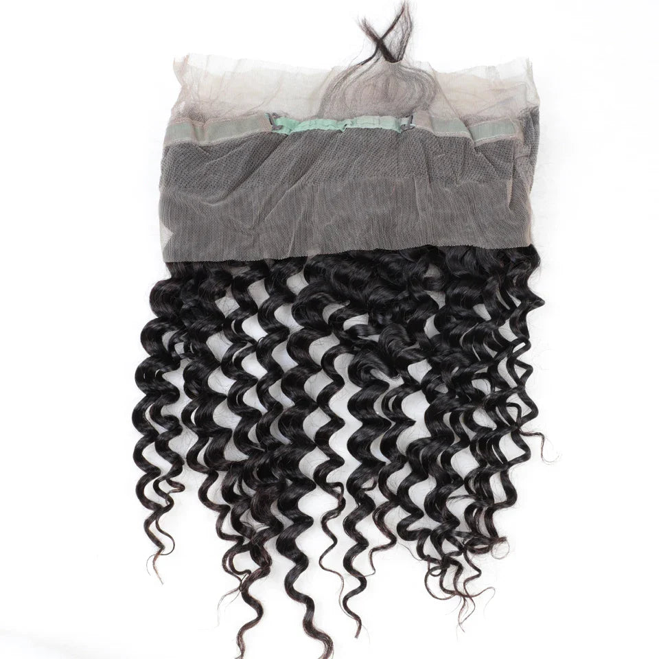 180% Density Deep Wave 360 Lace Frontal Wig | Transparent Swiss Lace Brazilian Remy Human Hair (12-20 Inch) Luxegan