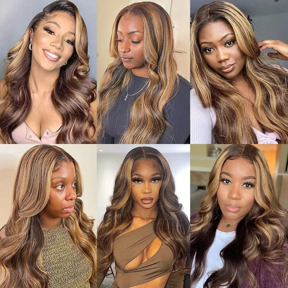 Body Wave Highlight Wig 100% Human Hair Wigs 13x6 HD Lace Frontal Wig Honey Blonde 13x4 HD Lace Front Human Hair Wigs For Women Sunya Hair Store