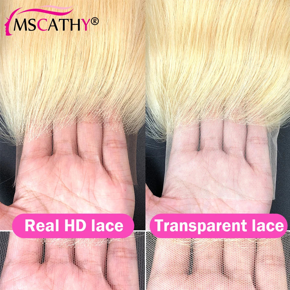 13x6 Blonde Ombre Human Hair Wigs For Women Short Straight Bob Lace Front Wig With Roots 13x4 HD Transparent Lace Remy Hair Wig The Hair Plug