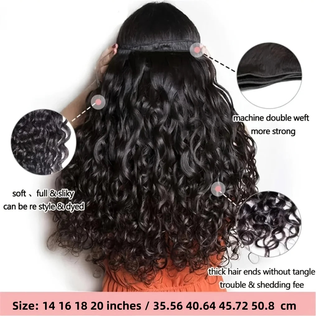 Curly Human Hair Bundles Human Hair Quality Deep Wave Raw Weaving Bundles Water Wave Double Drawn Oringinal Hair Extensions The Hair Plug