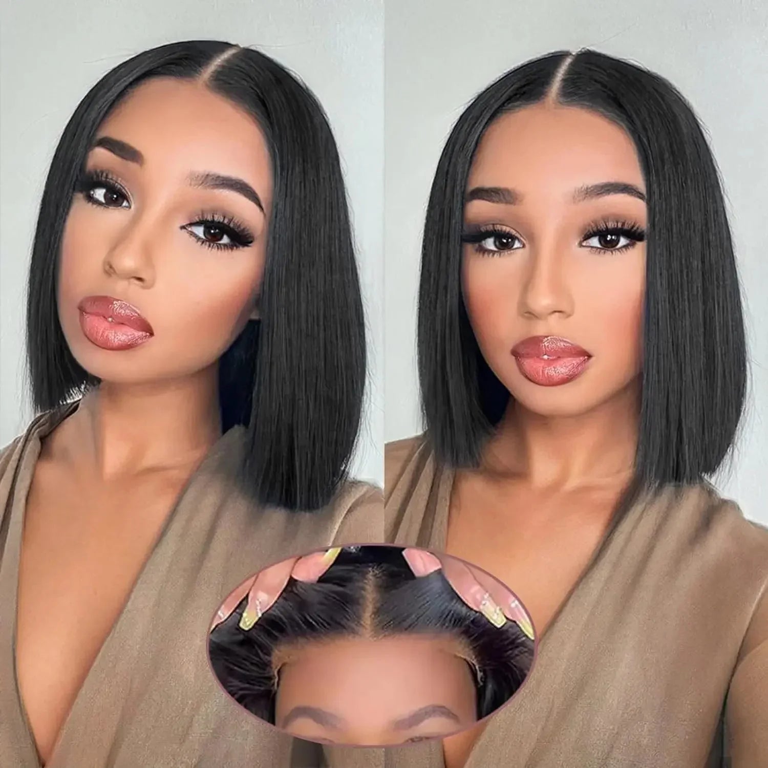 10-16 inch Short Straight Bob Wig | Brazilian Remy Human Hair | 13x4 Lace Frontal | Natural Looking | Ready to Wear Luxegan