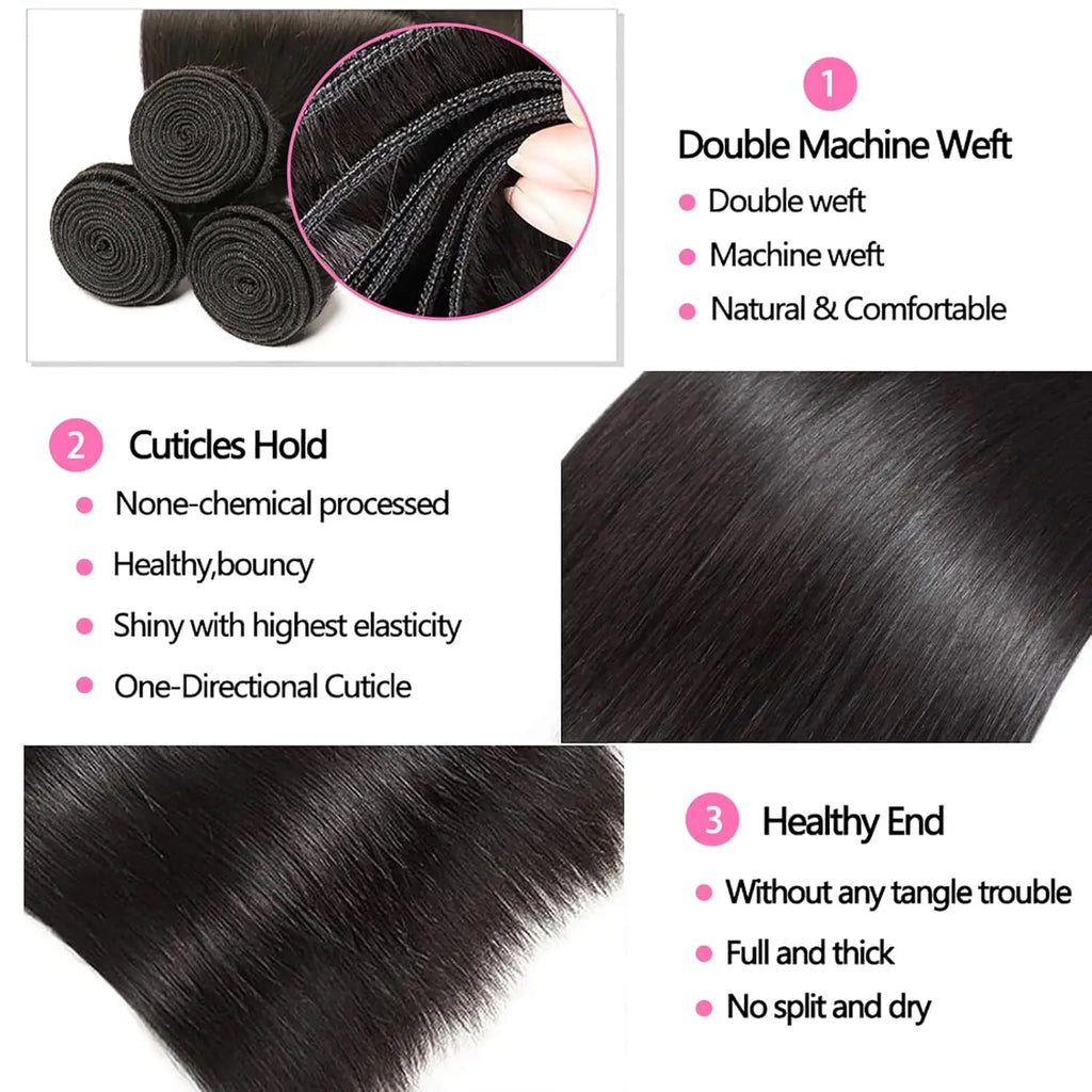 Human Hair Bundles with Closure 12A Straight Bundles Human Hair With Closure 100% Unprocessed Burmese Virgin Raw Hair Bundles The Hair Plug
