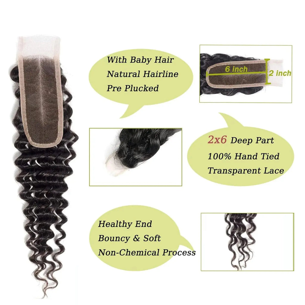 Alipretty 2x6 Deep Wave Bundles 100% Human Hair 2x6 HD Lace Closure Brazilian Hair Weave Bundles With Closure Natural Human Hair Alipretty Hair Store