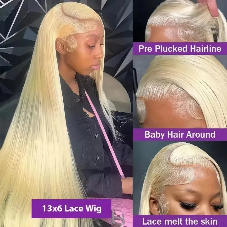 Straight Human Hair Wigs 613 Blonde 13X6 Hd Lace Frontal Wig 220 Density 13X4 Lace Front Wigs Human Hair 38 Inch Pre Plucked Wig Minocici Hair Wig Store