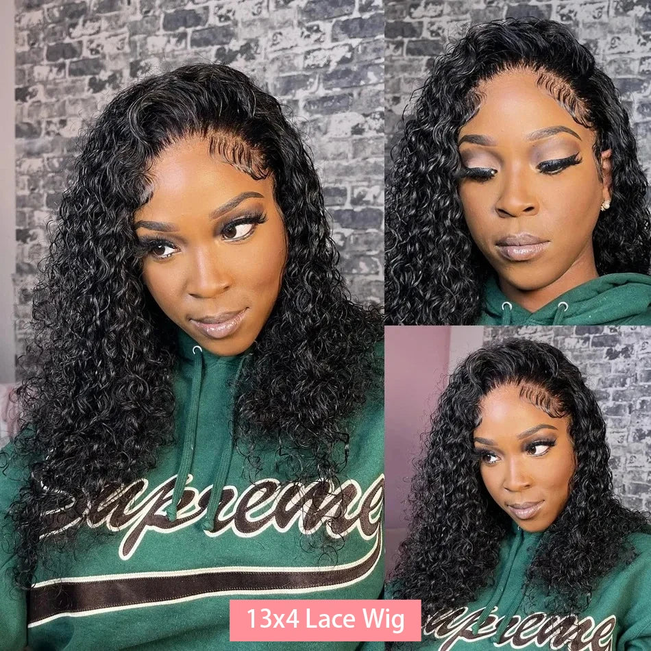 200% Density Short Curly Bob Wigs 13x4 Lace Front 4x4 Closure Deep Wave Brazilian Remy Human Hair 14 Inch Luxegan
