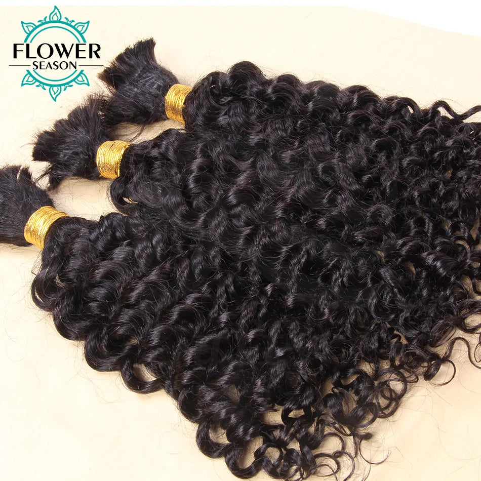 Bulk Human Hair For Braiding Wholesale Burmese Boho Braids Human Hair Extensions No Weft Double Drawn Curly Hair Bulk 3Bundles The Hair Plug