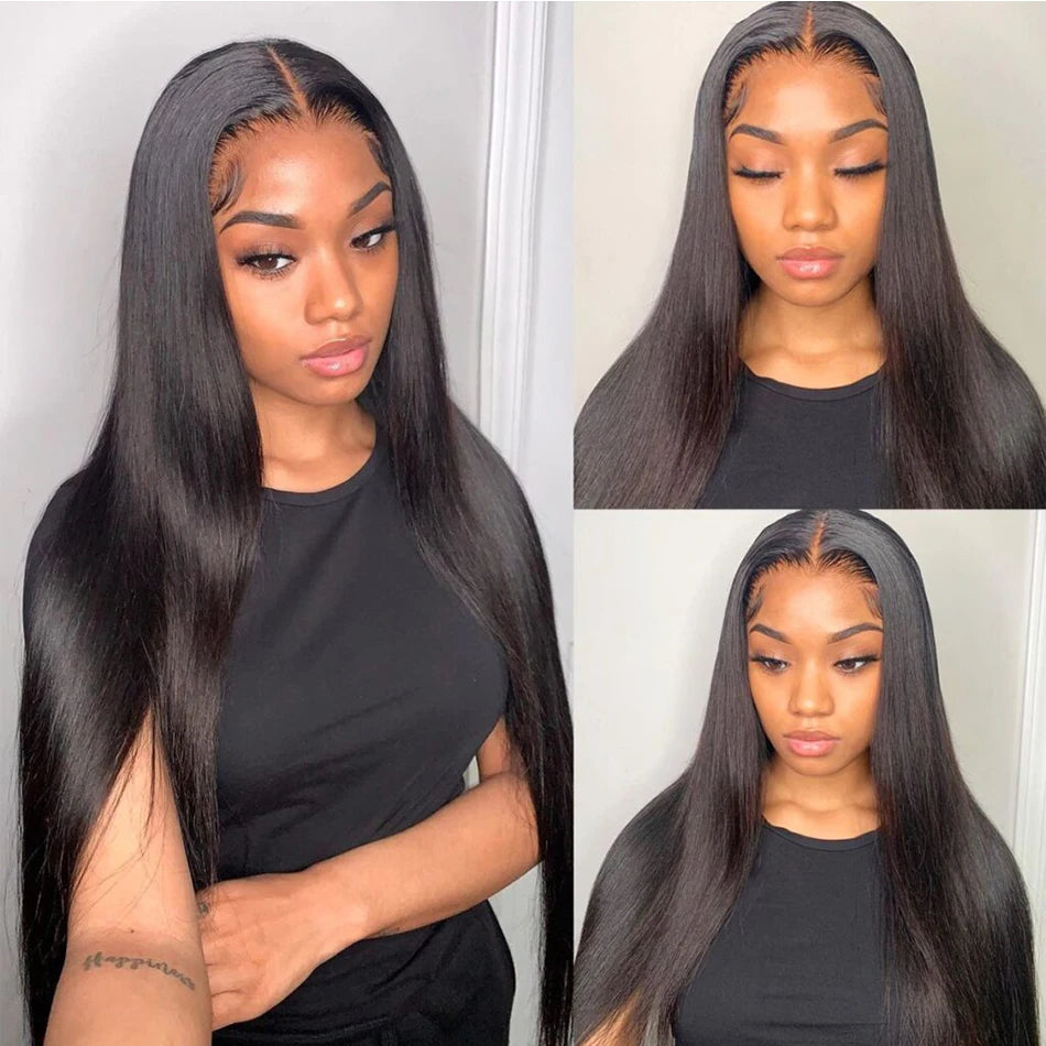 HD Transparent 13x6 Lace Front Human Hair Wigs For Women Pre Plucked Raw Indian Bone Straight 13x4 Lace Frontal Human Hair Wigs