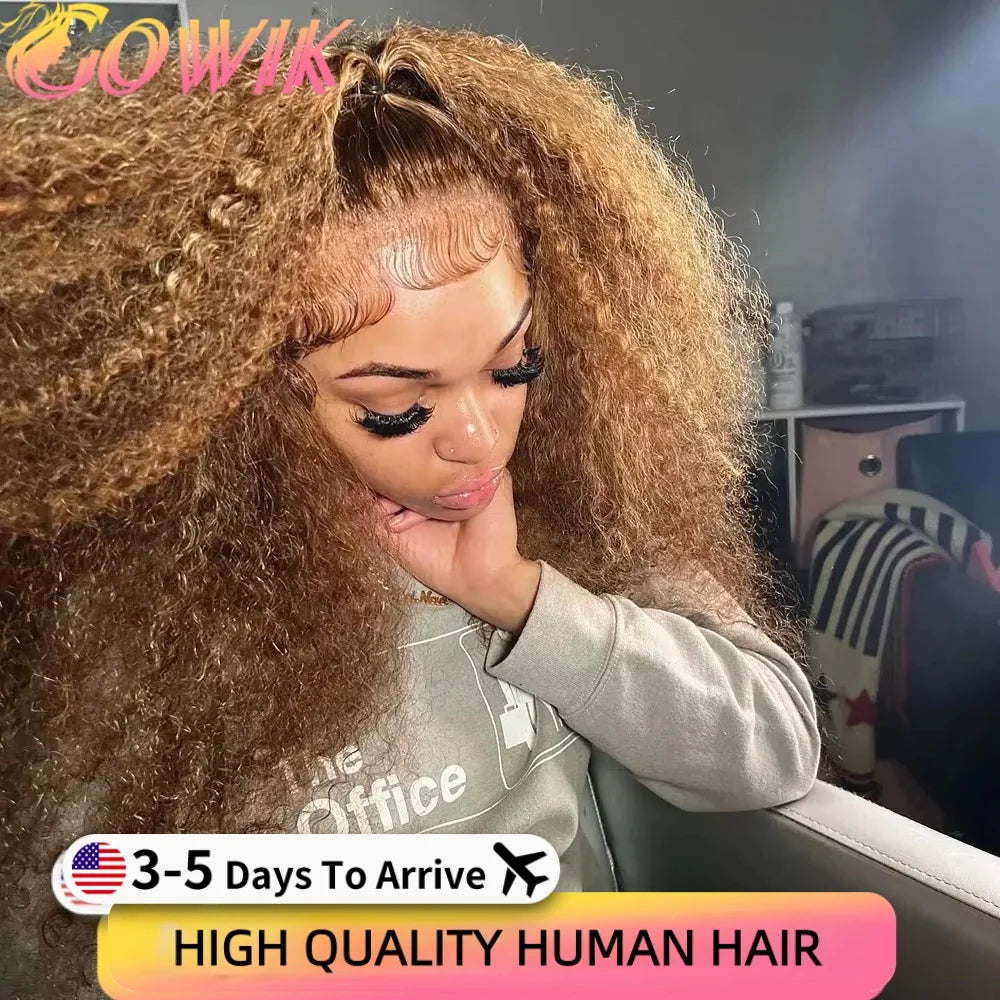250 Density Highlight Ombre Curly 13x6 Lace Frontal Wig Human Hair 13x6 Brazilian Real Deep Wave Hd Lace Frontal Human Hair Wigs
