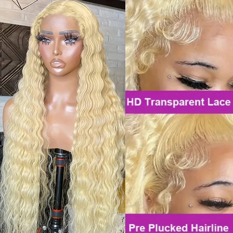 Blonde Wig Human Hair Deep Wave 13x6 Hd Lace Frontal Wig 250 Density Brazilian Front Wigs Pre Plucked 613 Curly Human Hair Wigs The Hair Plug