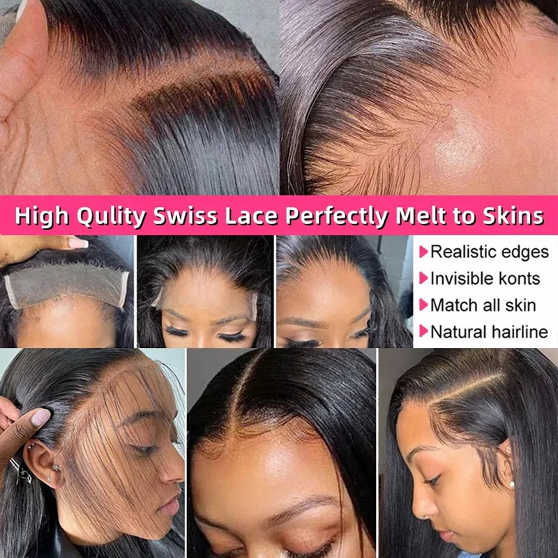 250% Density HD Lace Frontal Wig | Super Double Drawn Straight Virgin Human Hair | Natural Black Luxegan