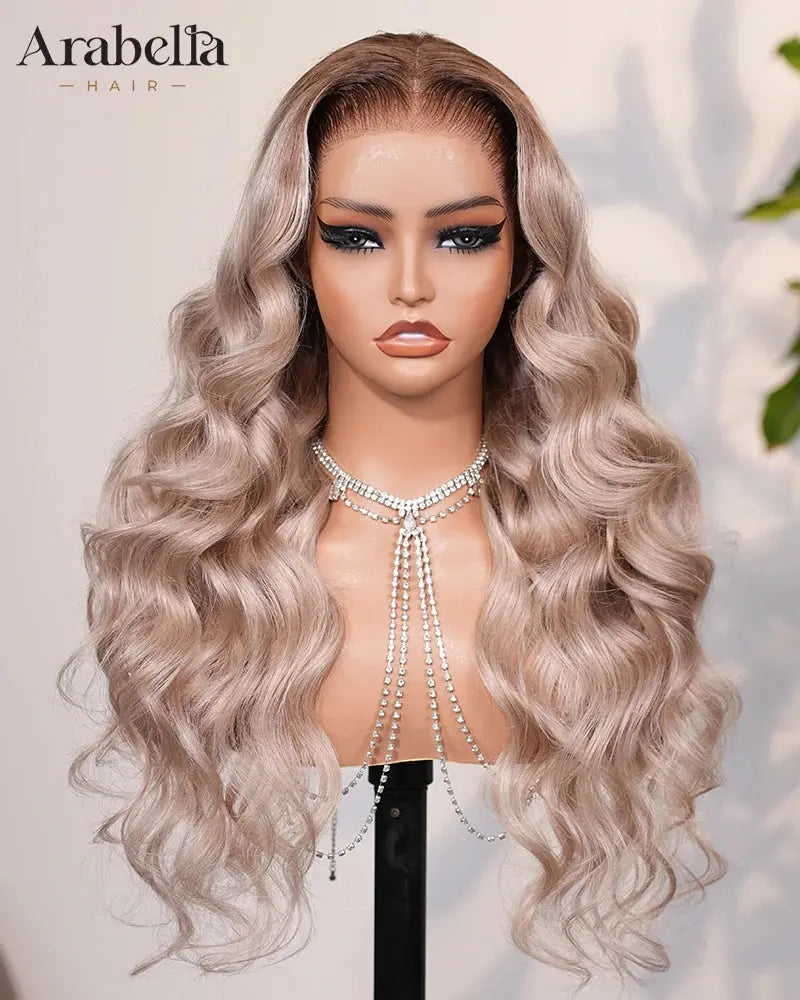 Arabella Hair 13x6 Three Go Ash Blonde Ombre Glueless Wig Loose Body Wave 100% Human Hair Wig Silky Straight Lace Wig Blonde Dropshipman
