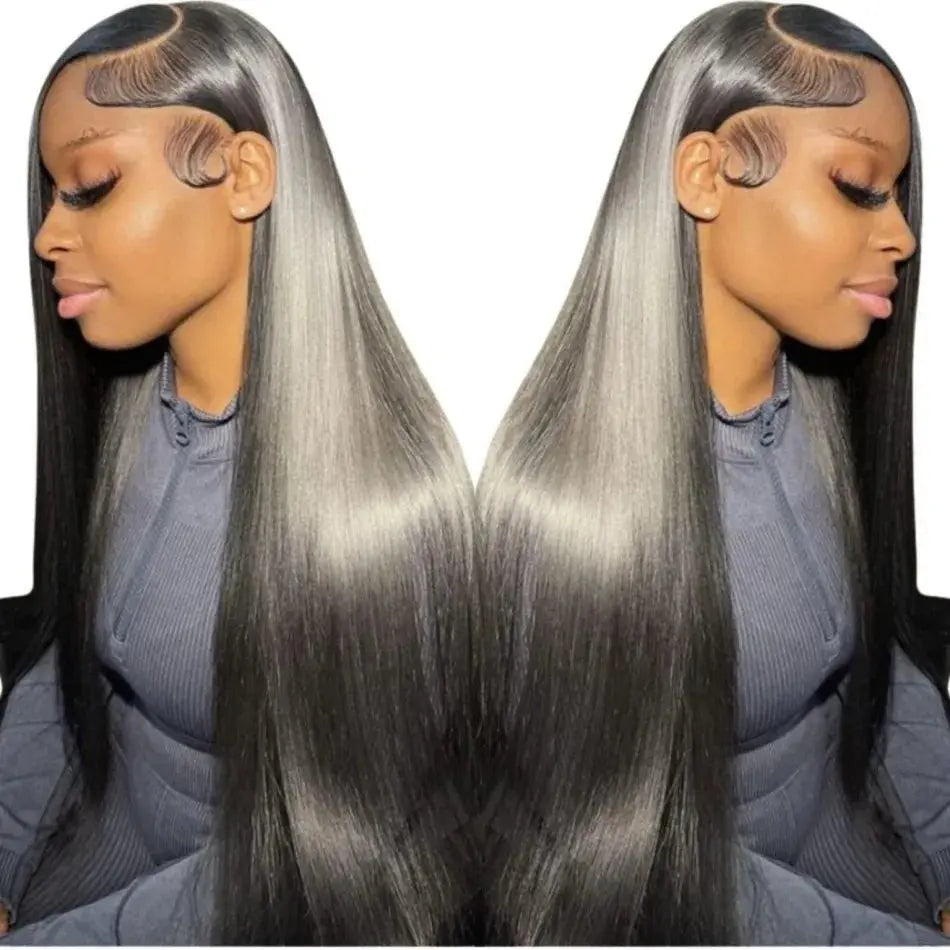 Straight Human Hair Wig Glueless 220 Density 13X6 Bone Straight Wig HD Transparent Lace Front Wig Natural Black For Women 40Inch Dropshipman