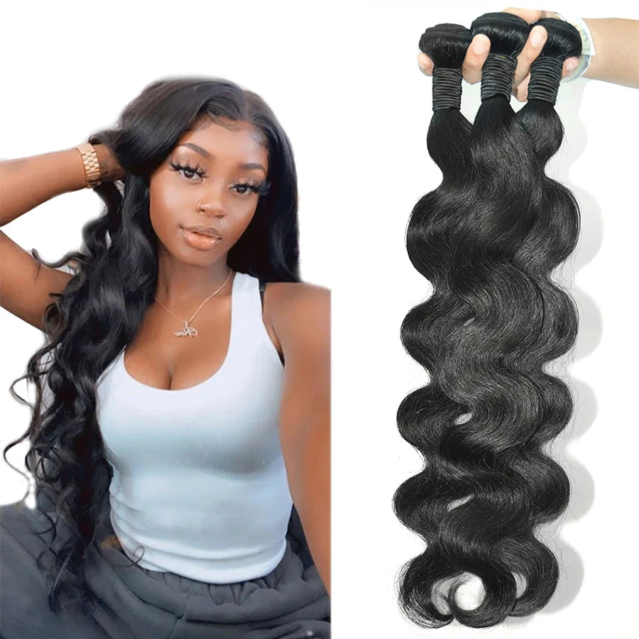 FDX 32 34 36 40 Human Hair Bundles Body Wave Bundles Deal Soft Human Hair Bundles Brazilian Body Wave Bundles Sew-in Hair Weaves The Hair Plug