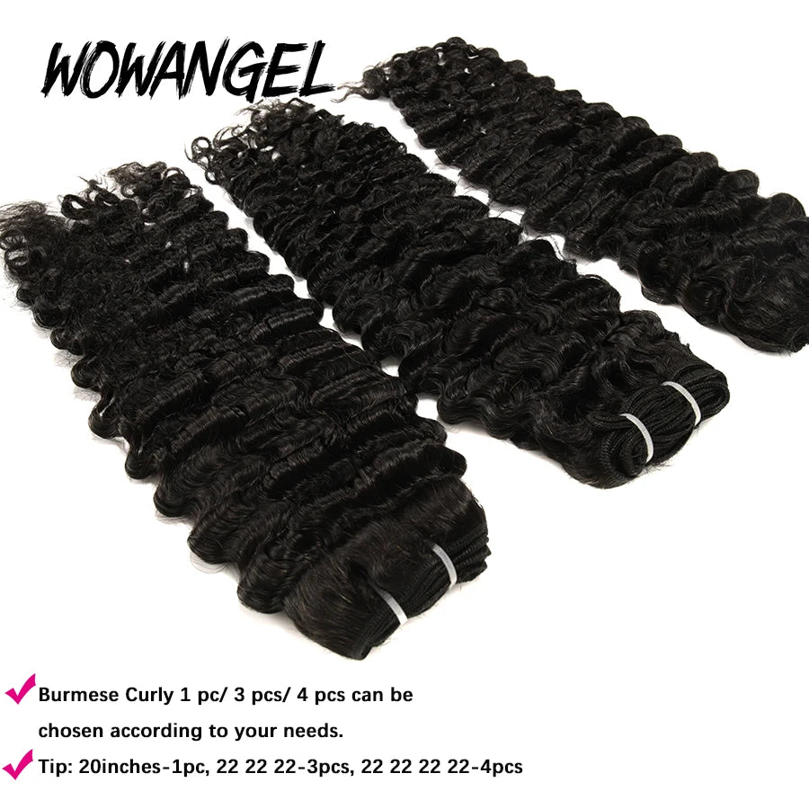 Burmese Curly Bundles Human Hair 1/3/4 PCS 10A Human Hair Bundles 28 30 Inch Brazilian Virgin Hair Extensions Single Bundle The Hair Plug
