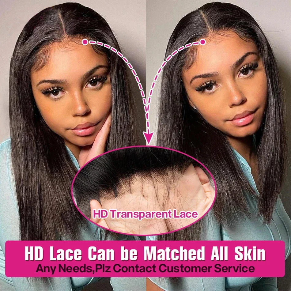 Glueless 13x4 Straight Lace Front Bob Wig Pre-Plucked 4x4 Closure Brazilian Remy Human Hair Bone Straight Short Bob Luxegan