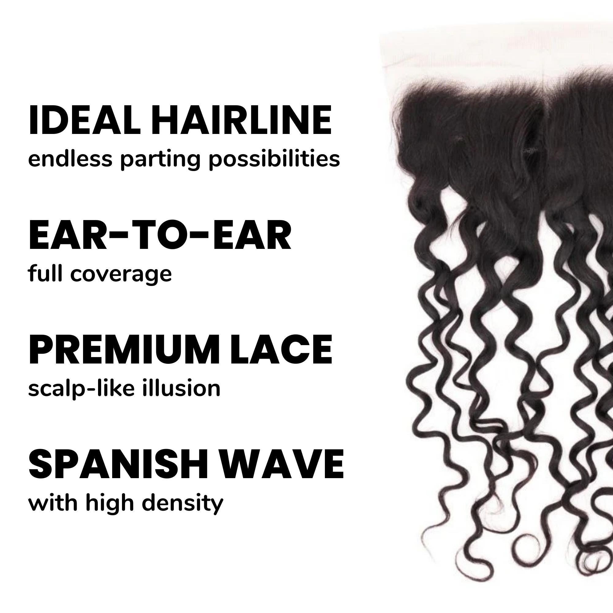 Spanish Wave 13x4 Transparent Lace Human Hair Frontal Private Label