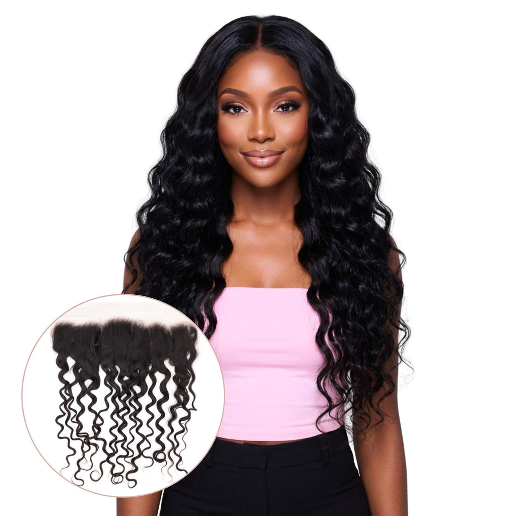 Spanish Wave 13x4 Transparent Lace Human Hair Frontal Private Label