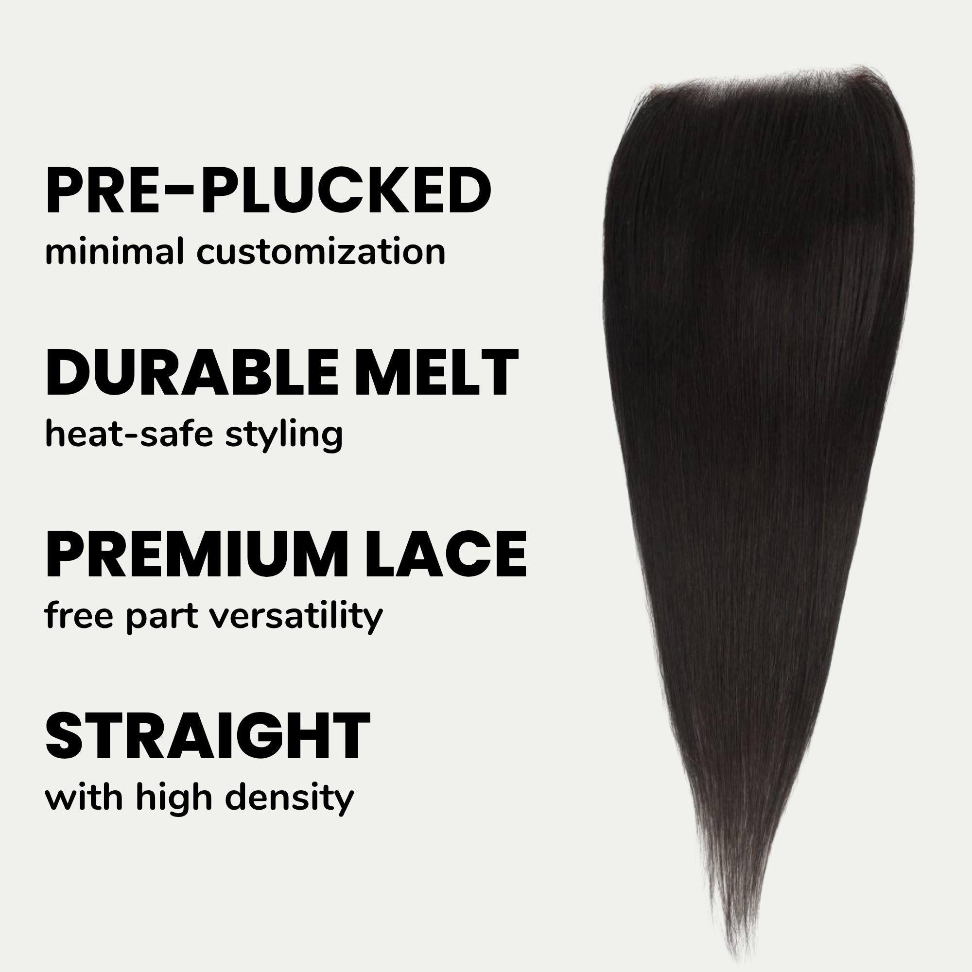 Straight 5x5 Transparent Lace Human Hair Closure Private Label