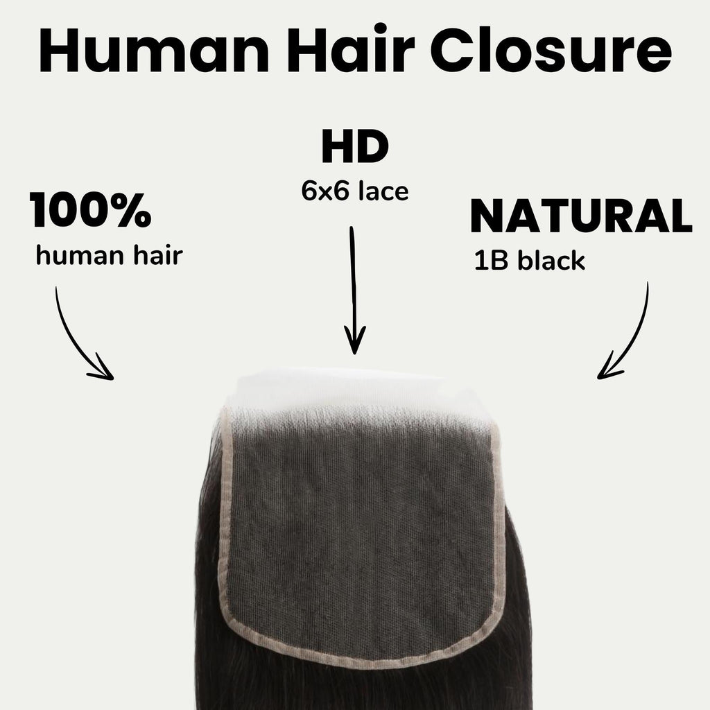 Straight 6x6 HD Lace Human Hair Closure Private Label