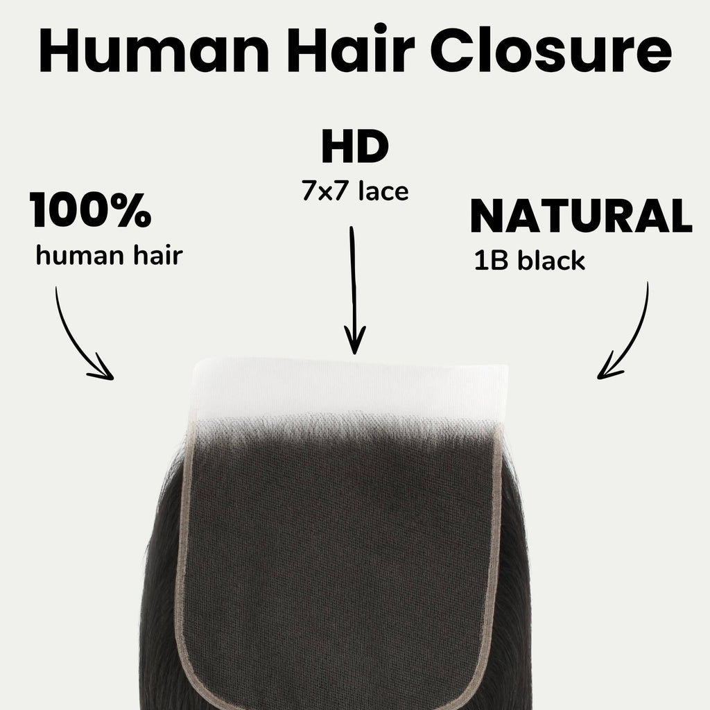 Straight 7x7 HD Lace Human Hair Closure Private Label