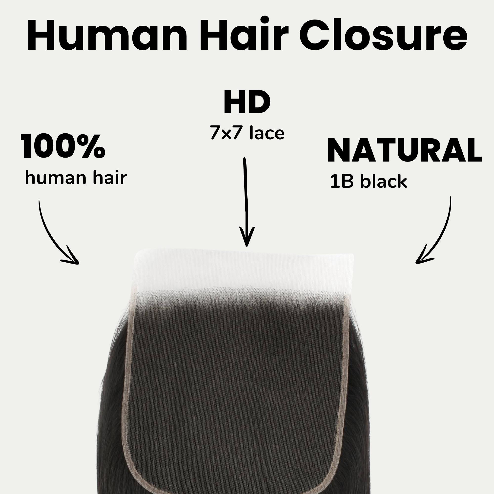 Straight 7x7 HD Lace Human Hair Closure Private Label