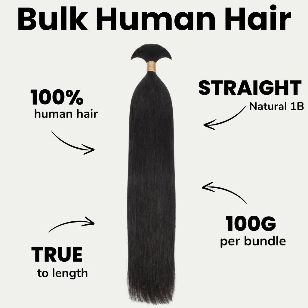 Straight Bulk 100% Human Braiding Hair Private Label
