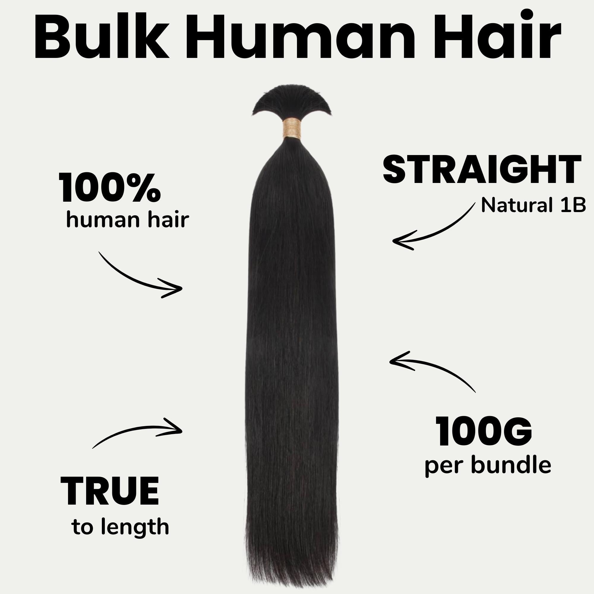 Straight Bulk 100% Human Braiding Hair Private Label