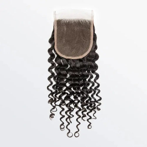 4x4 Deep Curly Free Part Transparent Lace Closure 1B Natural Black TedHair