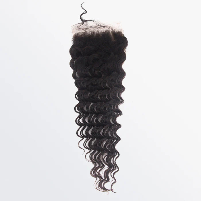 5x5 Deep Wave Free Part Transparent Lace Closure 1B Natural Black