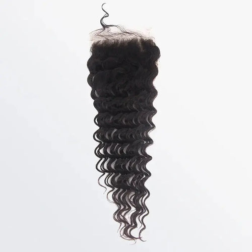 4x4 Deep Wave Free Part Transparent Lace Closure 1B Natural Black TedHair