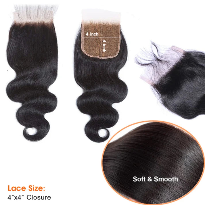 4x4 Deep Curly Free Part Transparent Lace Closure 1B Natural Black