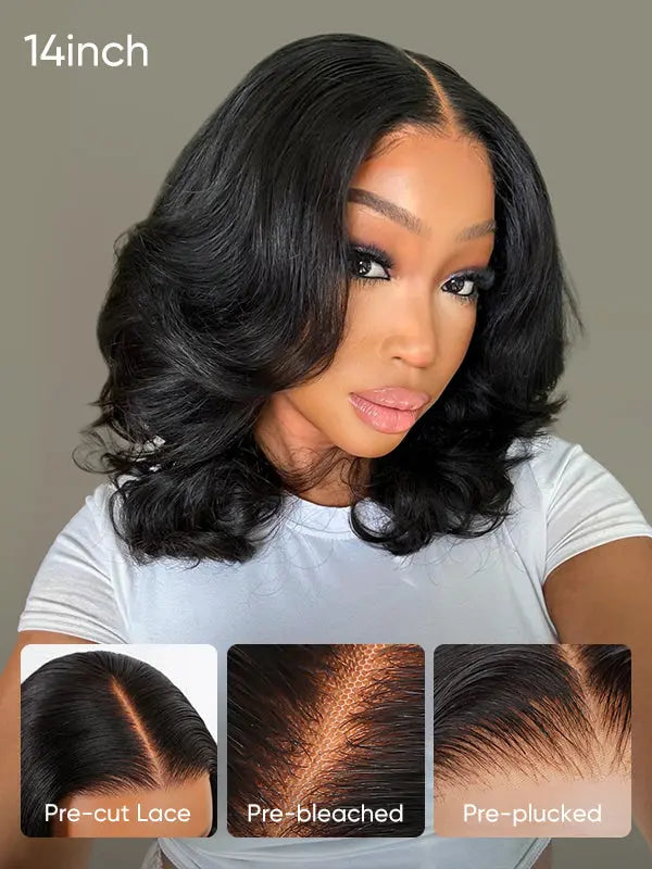 The Muse Bob -Body Wave Short Lace Front Wigs Human Hair Bob Wig Free Part-Ready & Go Wigs The Hair Plug