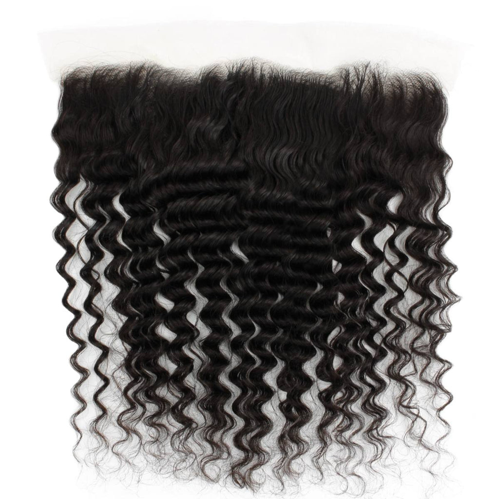 Deep Wave 13x4 Transparent Lace Human Hair Frontal Private Label