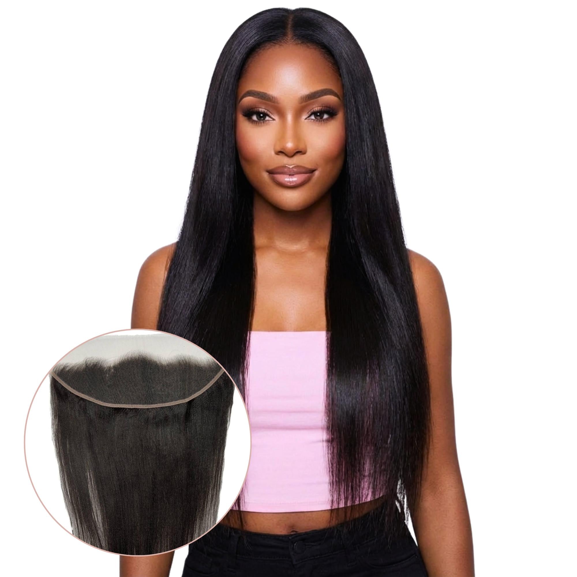 Yaki Straight 13x4 HD Lace Human Hair Frontal Private Label
