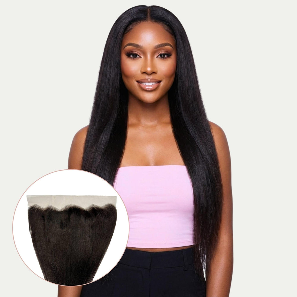 Yaki Straight 13x4 Transparent Lace Human Hair Frontal Private Label