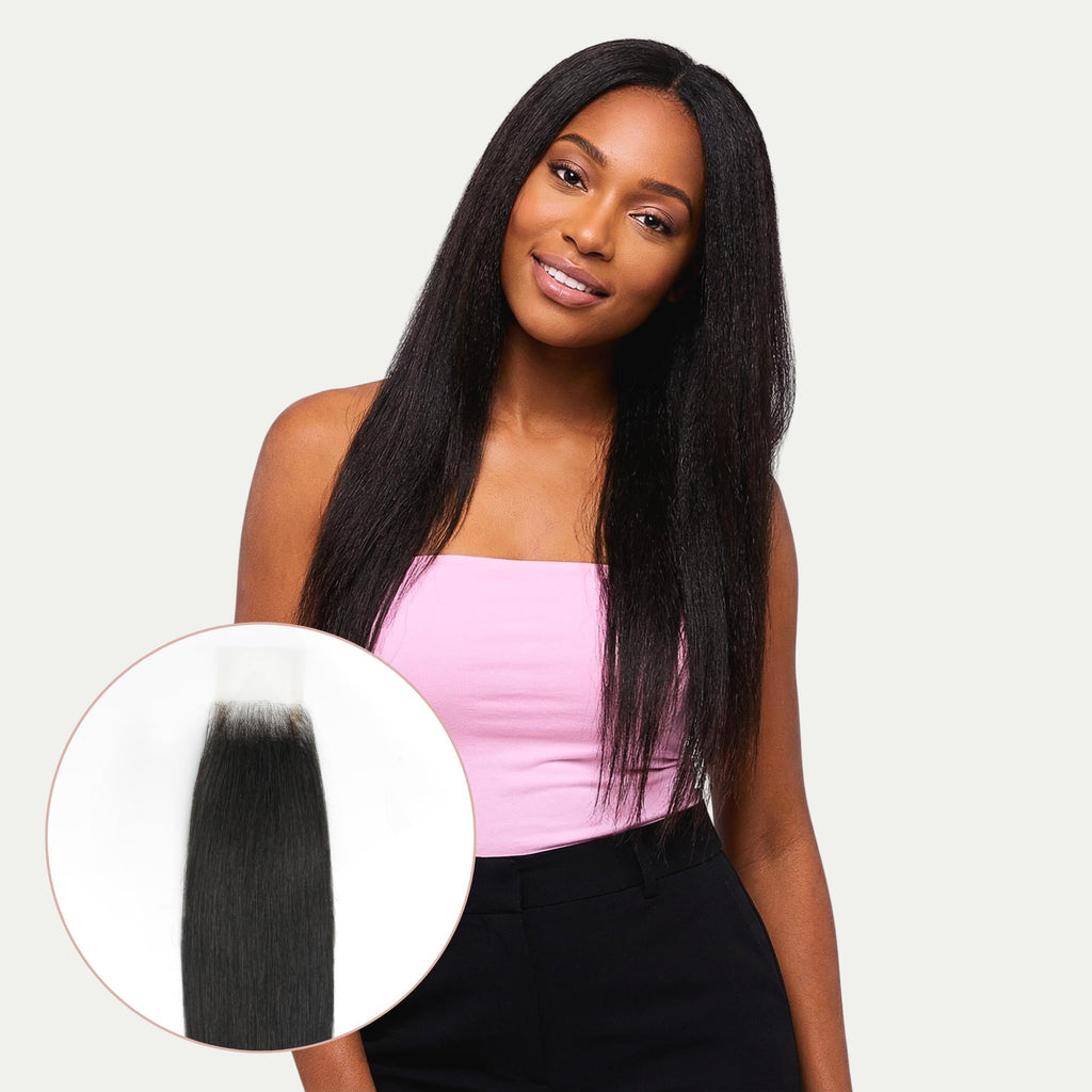 Yaki Straight 2x6 Transparent Lace Human Hair Closure Private Label