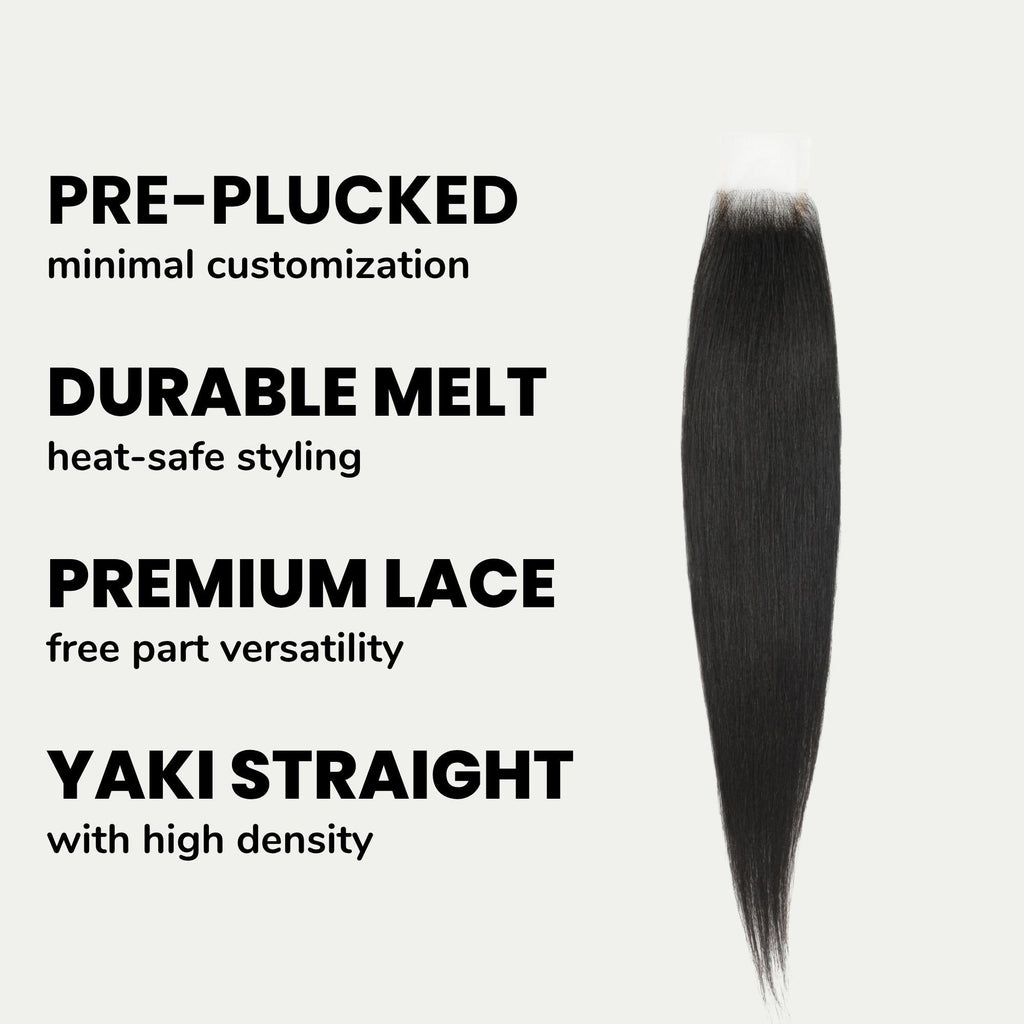 Yaki Straight 2x6 Transparent Lace Human Hair Closure Private Label