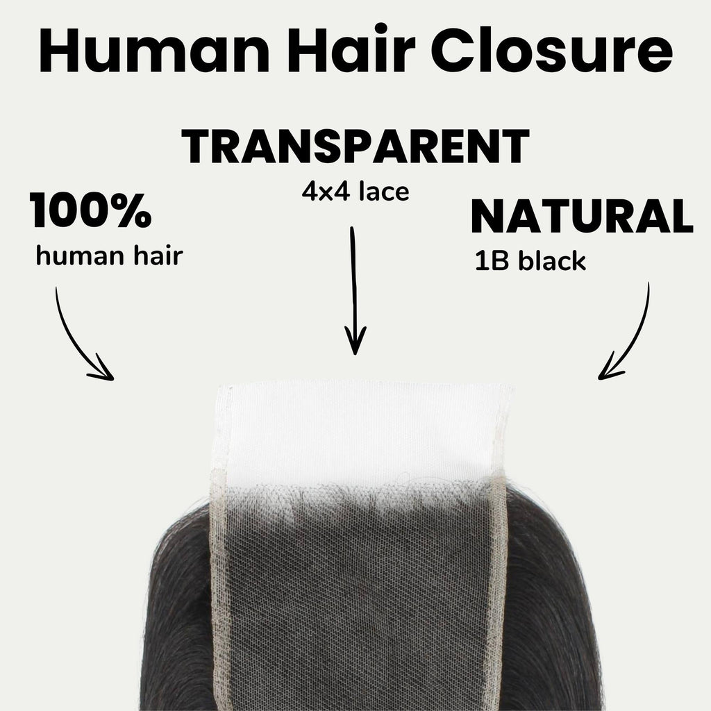Yaki Straight 4x4 Transparent Lace Human Hair Closure Private Label